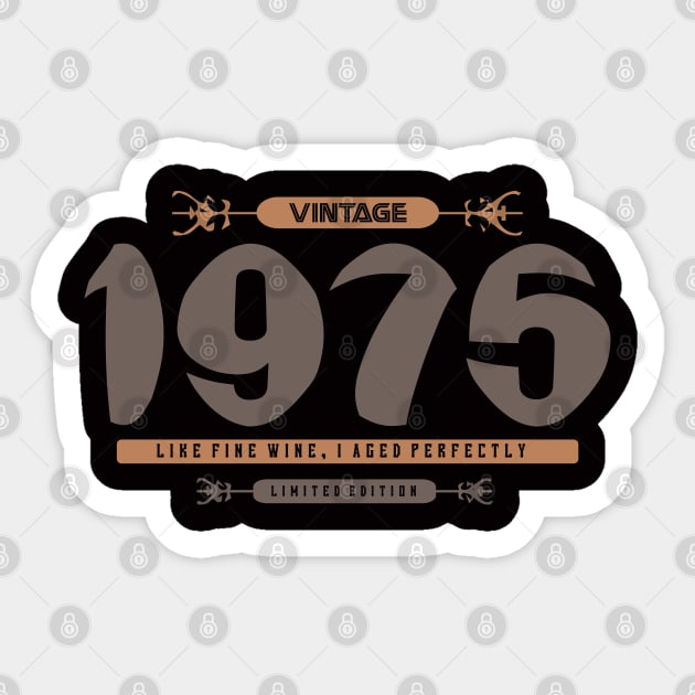 45th Birthday T-Shirt - Vintage 1975 Sticker by Reshartinc